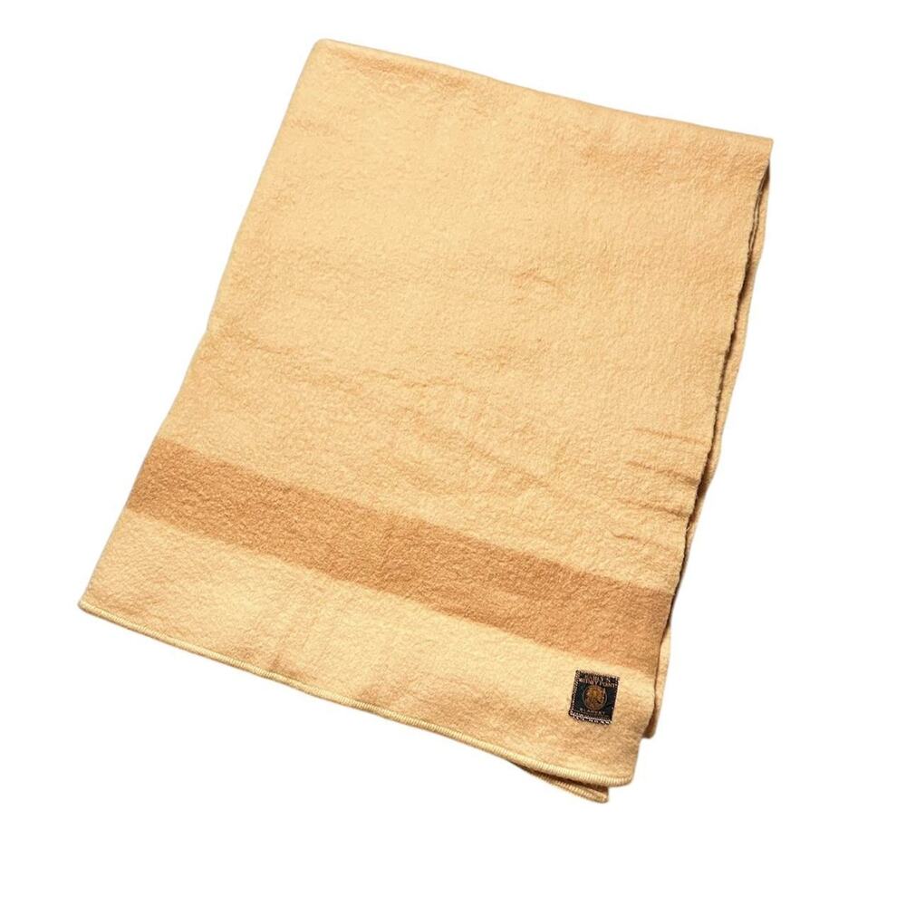 Vintage 60s Early’s Witney Point Four Golden Yellow England Wool Blanket 89x67